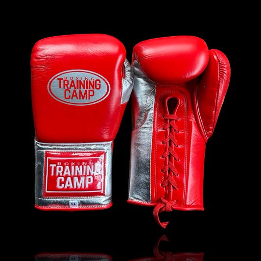 "Red/Silver" Pro-One - Sparring/Training Glove (LACE UP)