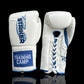 "White/Blue" StrikerSeries Sparring Gloves (Lace Up) 16oz