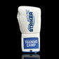 "White/Blue" StrikerSeries Sparring Gloves (Lace Up) 16oz