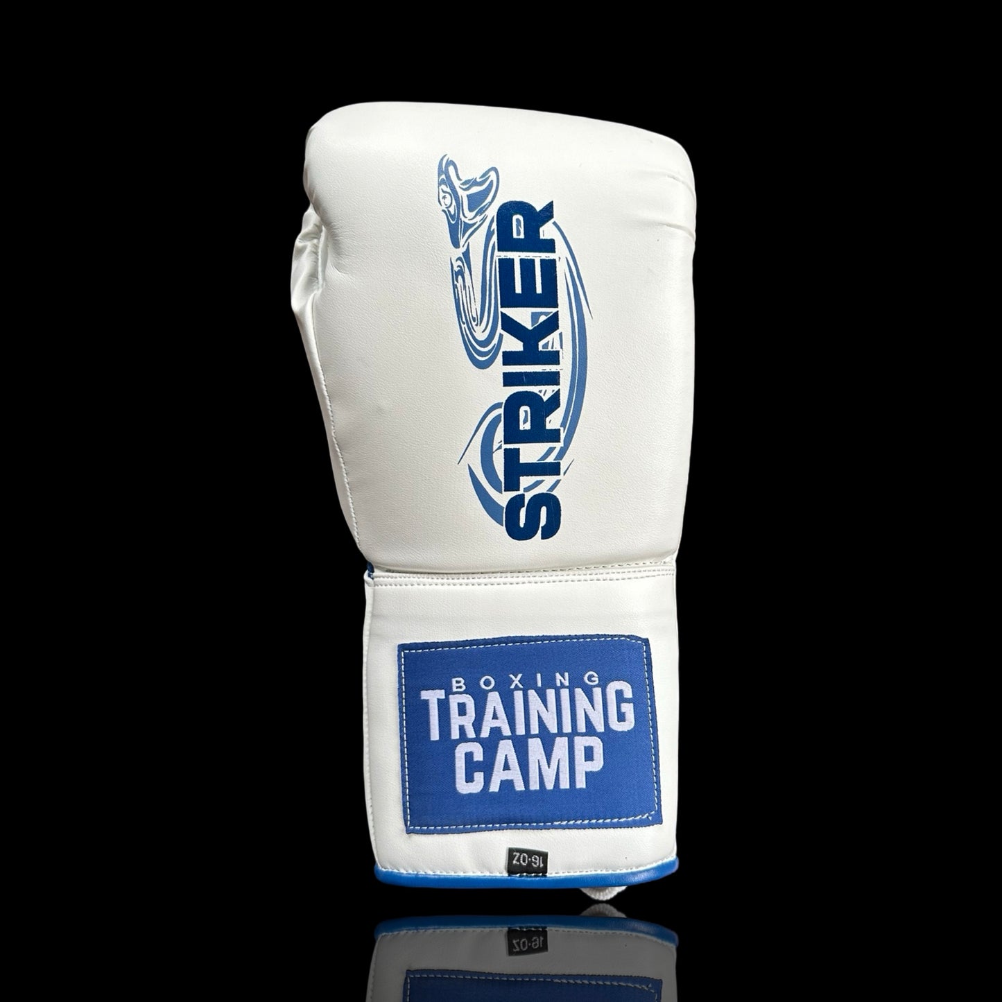 "White/Blue" StrikerSeries Sparring Gloves (Lace Up) 16oz