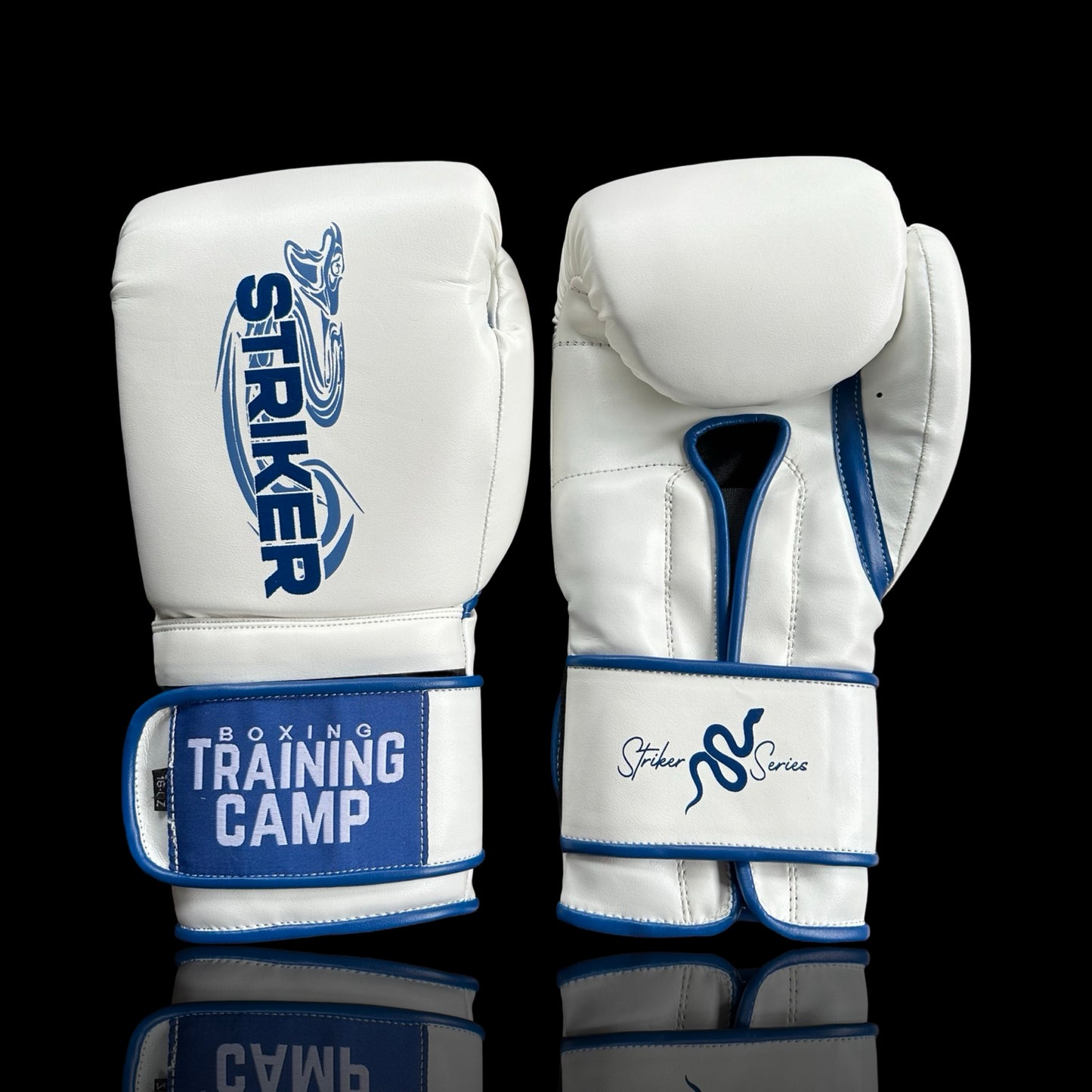 "White/Blue" StrikerSeries Training Gloves (Velcro)