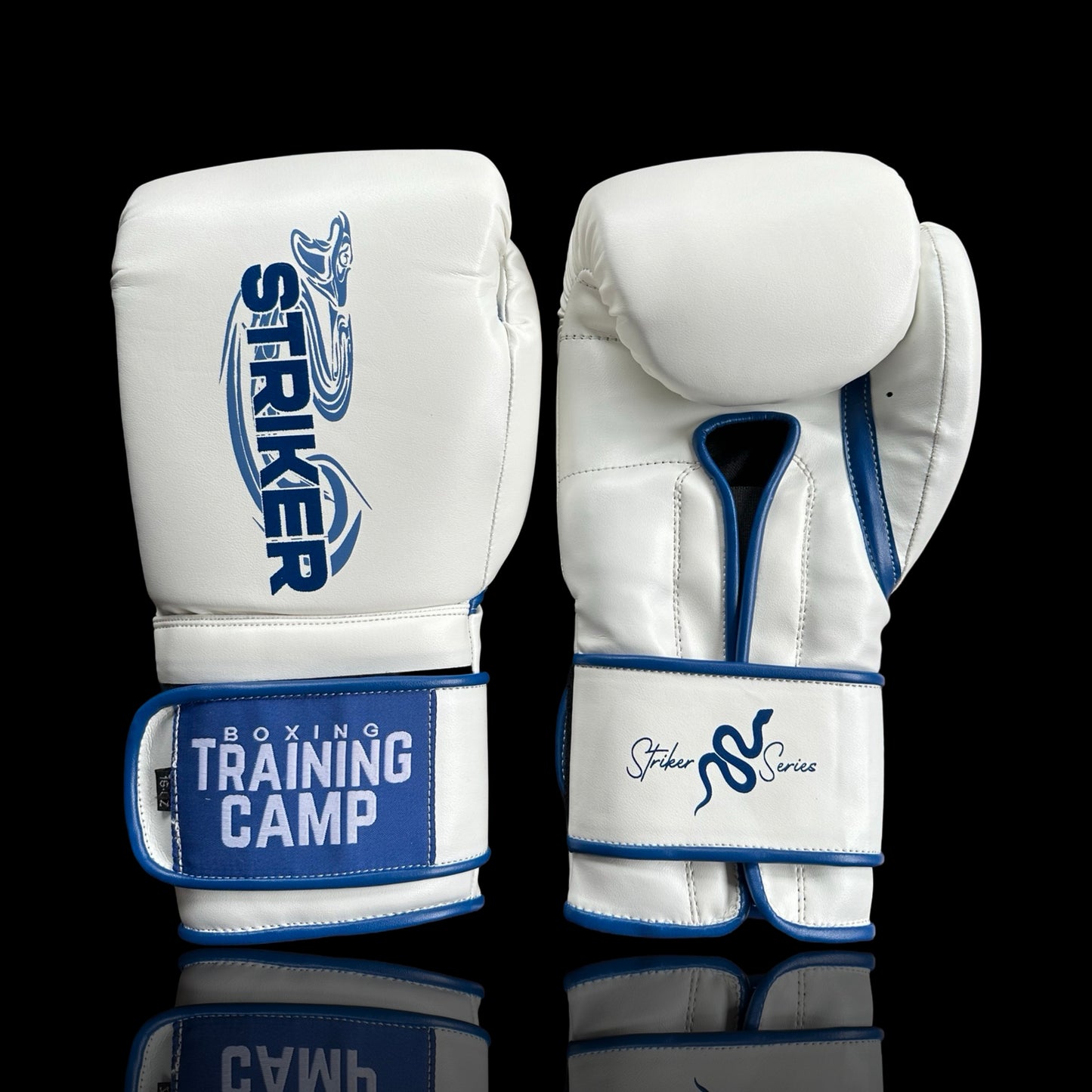 "White/Blue" StrikerSeries Training Gloves (Velcro)